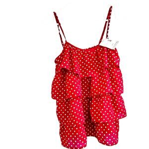 Bongo Juniors Boho Style Polka Dot Blouse Sz L